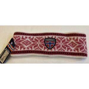 NWT Norway Knit  Headband Ear Warmer Pink Nordic Snowflake Pattern Classic Ski